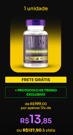 Kit promocional do suplemento GHMuscle Stravar com desconto de lançamento.